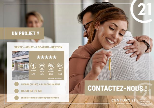 Appartement F3 à vendre - 3 pièces - 64.86 m2 - THONON LES BAINS - 74 - RHONE-ALPES - Century 21 Chablais - Léman