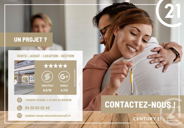 Appartement F3 à vendre - 3 pièces - 54.43 m2 - ANTHY SUR LEMAN - 74 - RHONE-ALPES - Century 21 Chablais - Léman